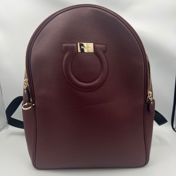 SALVATORE FERRAGAMO  Calfskin Gancio XL City Backpack Maroon/Wine color main image 10